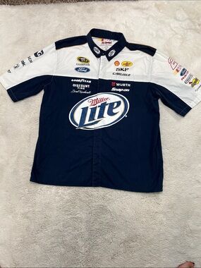 JH DESIGN MILLER LITE NASCAR RACING BRAD KESELOWSKI PIT CREW TEAM SHIRT